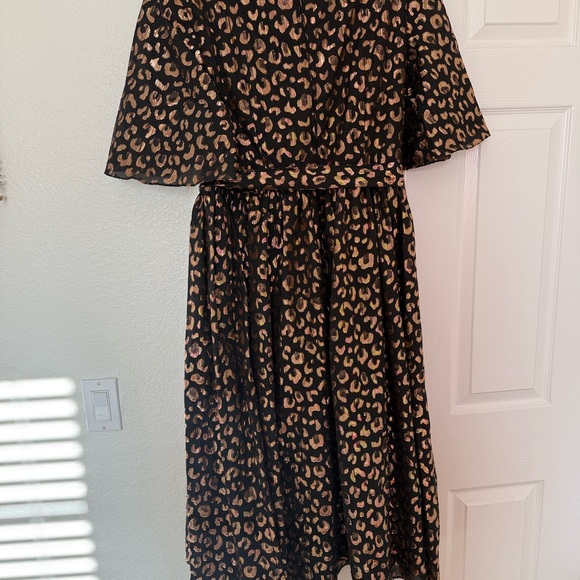 Kate Spade Black and Brown leopard print Midi Dress - Picture 5 of 8